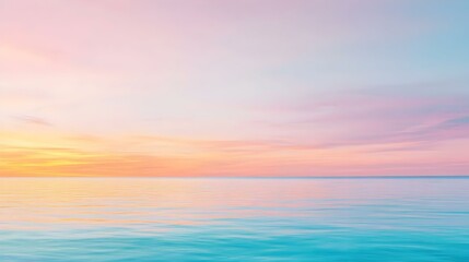 Warm Sunrise Hues, A serene dawn with vibrant orange and pink colors merging in the sky, casting a gentle glow over the landscape.