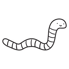 Fototapeta premium Cute earthworm. Outline icon. Vector design. Illustration on white background.