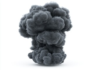 Dark gray smoke plume, isolated on white background.