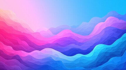 Abstract layered waves in a gradient of pink, purple and blue soft colors