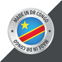 Made in Democratic Republic of Congo badge logo flag sticker 3d vector illustration isolated on white