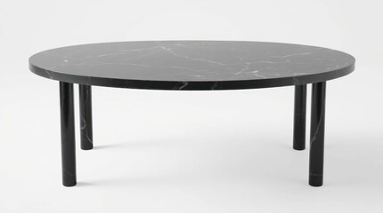 Black marble table with texture on a white background