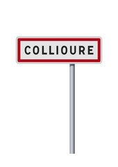 Panneau d'entr&eacute;e de la ville de Collioure (Pyr&eacute;n&eacute;es-Orientales) en vectoriel