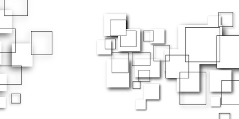 Abstract Geometric Blocks on Black Background, Abstract banner design white background, squares technical background, futuristic technology concept, Abstract geometric design with overlapping.