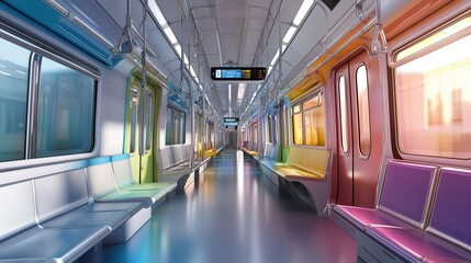Obraz premium A colorful diagram showcasing passenger safety features in train interiors