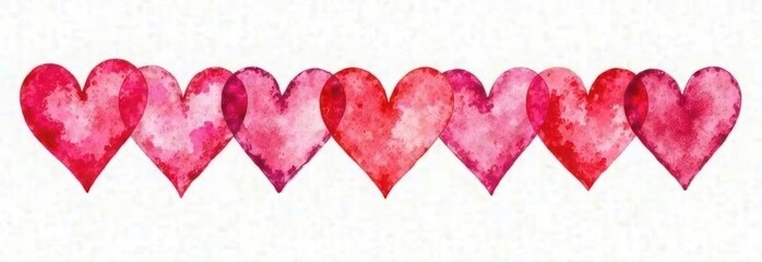 banner background with watercolor hearts on paper