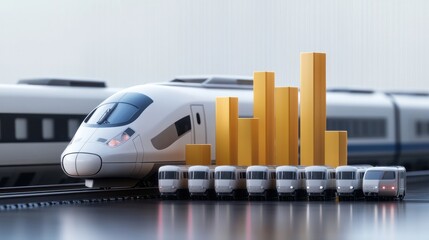 Naklejka premium A vibrant bar graph comparing operational costs of high-speed rail and conventional trains