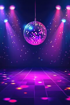 Disco Ball Dance Floor Nightclub Party Retro Vibe 80s