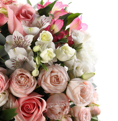 Bouquet of beautiful flowers isolated on white