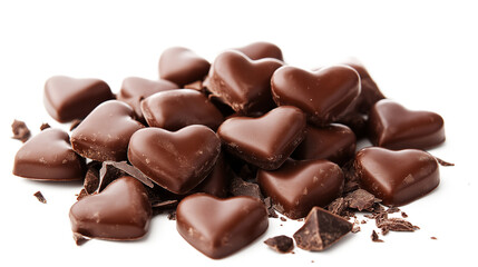 Obraz premium Broken milk chocolate heart-shaped candy isolated on a white background