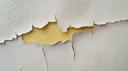 Old leather torn sofa cover. Cracked couch skin texture background.
