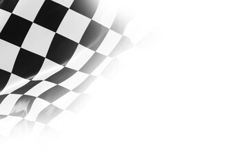 Racing flag with black and white checkers on white background