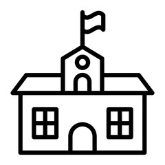 Polling Station Vector Line Icon Design