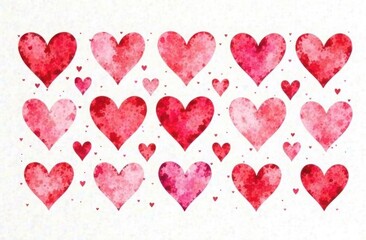 background with watercolor hearts on paper