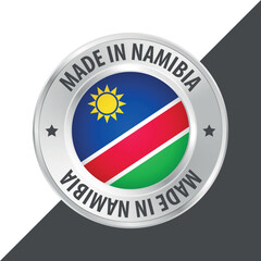 Made in Namibia badge logo flag sticker 3d vector illustration isolated on white