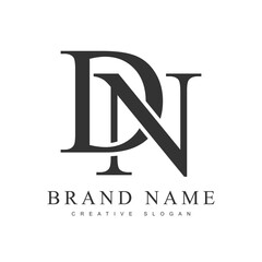 DN trendy logotype template. Initial letter d and n classic font style. Creative logo for company name or identity.