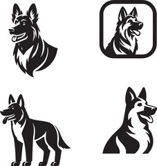 Silhouette of German Shepered isolated with white background