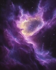 Obraz premium Purple and yellow nebula in space.