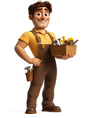 Illustration depicting a cartoon character by profession: plumber, isolated on a white background