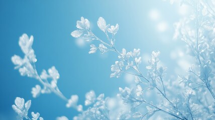 Fototapeta premium Frosted Branches in Winter Wonderland: Peaceful Winter Scene