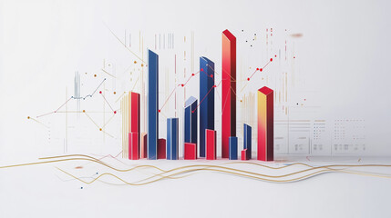 Abstract white background with Colorful charts and graphs with statistics to innovative analyze business potential and forecast future development of companies growth