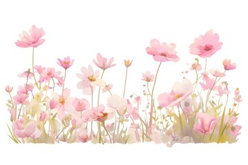 Delicate watercolor pink flower illustration