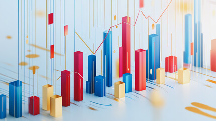 Obraz premium Abstract white background with Colorful charts and graphs with statistics to innovative analyze business potential and forecast future development of companies growth.