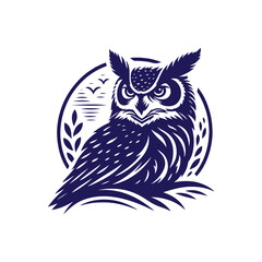 Horned Owl silhouette vector style