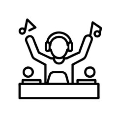 dj set at concert icon, dj set at concert line art - simple line art of dj set at concert, perfect for dj set at concert logos and icons and themed design 