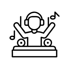 dj set at concert icon, dj set at concert line art - simple line art of dj set at concert, perfect for dj set at concert logos and icons and themed design 