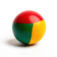 Red-green-yellow ball, studio shot, white background, toy