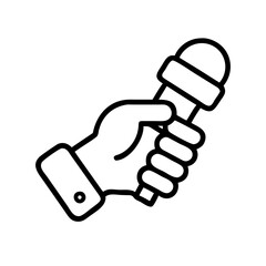 hand holding microphone icon, hand holding microphone line art - simple line art of hand holding microphone, perfect for hand holding microphone logos and icons and themed design 