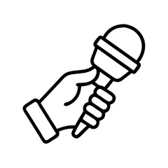 hand holding microphone icon, hand holding microphone line art - simple line art of hand holding microphone, perfect for hand holding microphone logos and icons and themed design 
