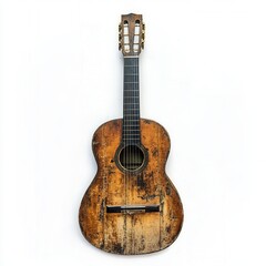 Obraz premium Weathered guitar, studio shot, white background, music