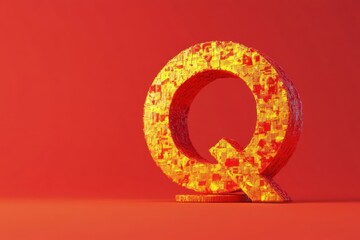A red Q is made out of blocks