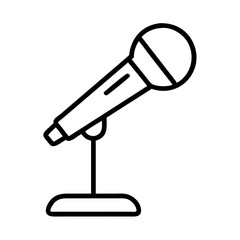 microphone on stand icon, microphone on stand line art - simple line art of microphone on stand, perfect for microphone on stand logos and icons and themed design 