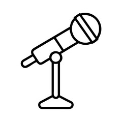 microphone on stand icon, microphone on stand line art - simple line art of microphone on stand, perfect for microphone on stand logos and icons and themed design 