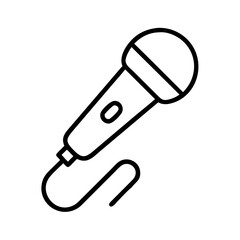 microphone with cord icon, microphone with cord line art - simple line art of microphone with cord, perfect for microphone with cord logos and icons and themed design 