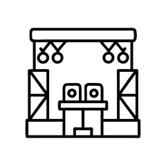 music stage setup icon, music stage setup line art - simple line art of music stage setup, perfect for music stage setup logos and icons and themed design 