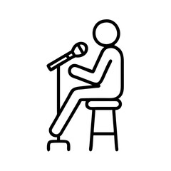 singer on a stool icon, singer on a stool line art - simple line art of singer on a stool, perfect for singer on a stool logos and icons and themed design 