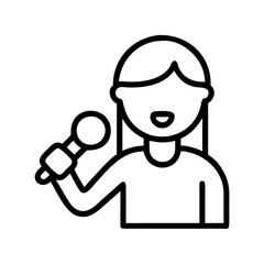 singer with mic icon, singer with mic line art - simple line art of singer with mic, perfect for singer with mic logos and icons and themed design 
