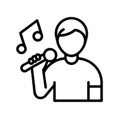 singer with mic icon, singer with mic line art - simple line art of singer with mic, perfect for singer with mic logos and icons and themed design 