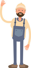 Worker Character Raising One Hand
