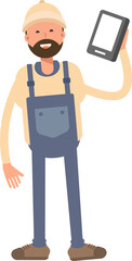 Worker Character Talking on Smartphone
