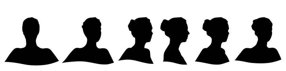 Conceptual human head isolated on white background as abstract avatar as a set or collection banner for social design concept. Human closeup anonymous faces head shot for human character illustration