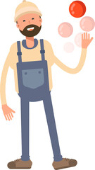 Worker Character Playing Ball
