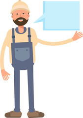 Worker Character and Speech Bubble
