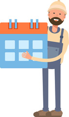 Worker Character Holding Calendar
