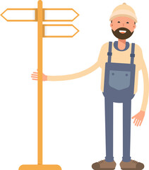 Worker Character and Signpost
