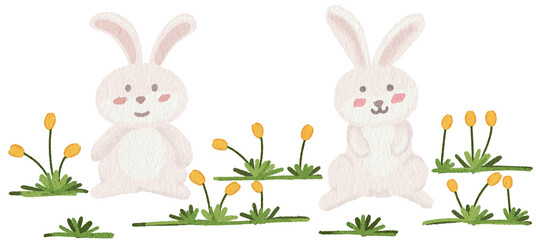 Easter Bunny Holding Eggs coloring illustration